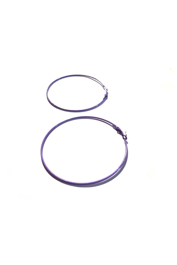 Large Purple Hoop Earrings Lilac Color Thin Purple Hoops 3 inch Hoops