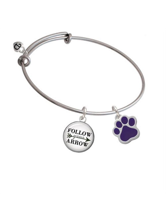 Large Purple Paw Follow Your Arrow Bangle Bracelet