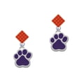 thumbnail image 1 of Large Purple Paw Orange Crystal Diamond-Shape Earrings, 1 of 1