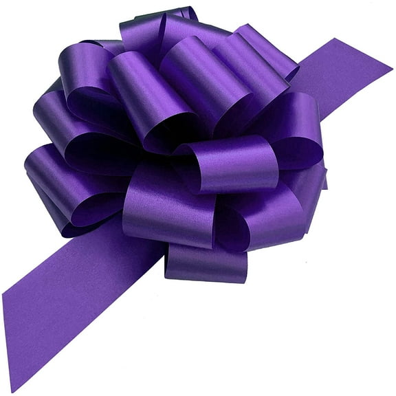 Large Purple Ribbon Pull Bows - 9" Wide, Set of 6, Valentine's Day, Mardi Gras, Easter, Spring, Big Bows for Gifts, Gift Basket, Cancer Awareness, Birthday, Fundraiser, Christmas