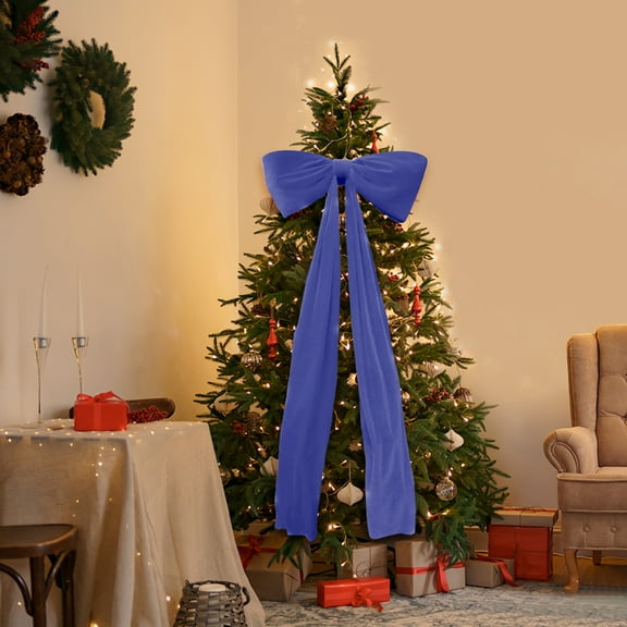 Large Purple Velvet Christmas Bow – Giant 70.8×19.7 in Tree Topper, Window, Mantle & Holiday Decoration, Elegant Plush Bow for Christmas Decor