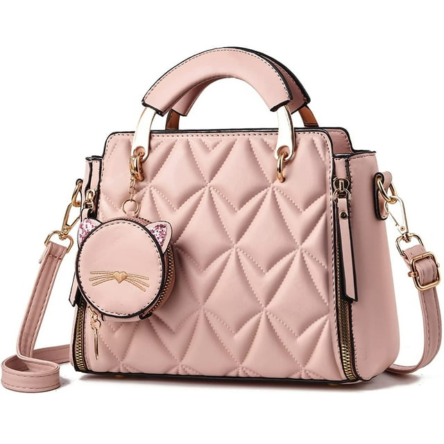 Large Purses for Women Shoulder Handbags Large Crossbody Cute Bag for Women with Small Purses,Pink