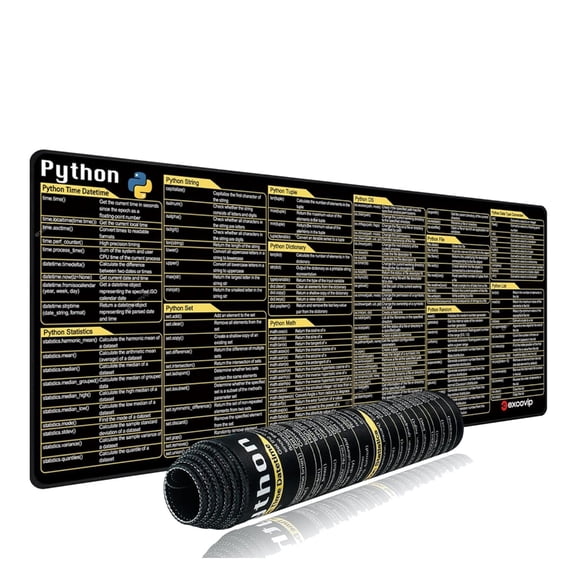 Large Pythons Coding Mouse Mats Featuring Clear Printed Shortcut for Programmers and Analysts