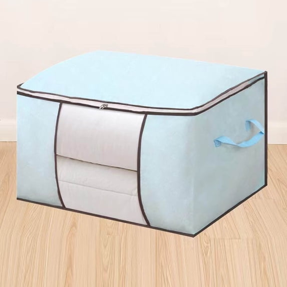 Large Quilt Storage Bag with 2-Way Zipper & See-Through Front Panel,Store and Protect Quilts, Blankets, Clothes & Fabrics,2 Handles for Easy Carrying & Moving,23.6"x15.7"x13.8" Blue