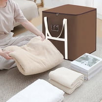 Large Quilt Storage Bag | Non-Woven Fabric Organizer for Blankets, Clothes & Travel | 15x8x8in Moving Packing Bag | Dormitory & Bedroom Organization | Brown