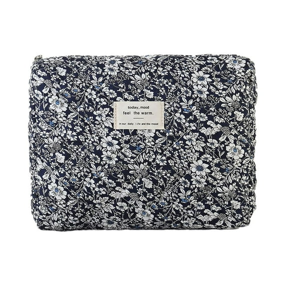 Quilted Floral Cosmetic Bag Large Travel Organizer Cute And Elegant Wash Pouch For Women Girls