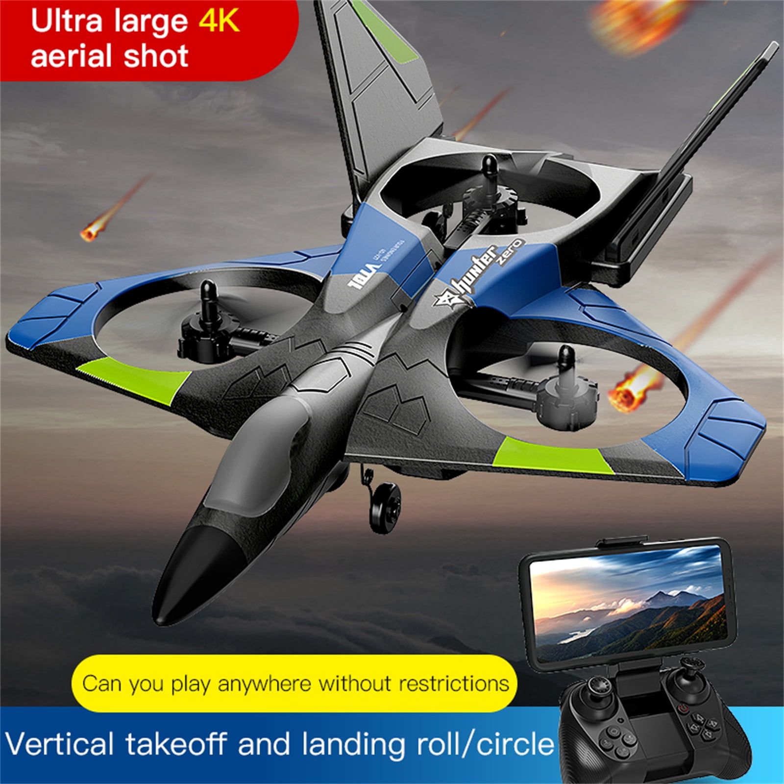 Large RC Airplane, V17 Jet Fighter Stunt RC Plane 2.4GHz