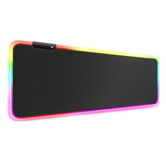 Large RGB Gaming Mouse Pad - 15 Light Modes Touch Control Extended Soft Computer Keyboard Mat, Durable Stitched Edges and Non-Slip Rubber Base for Gamer