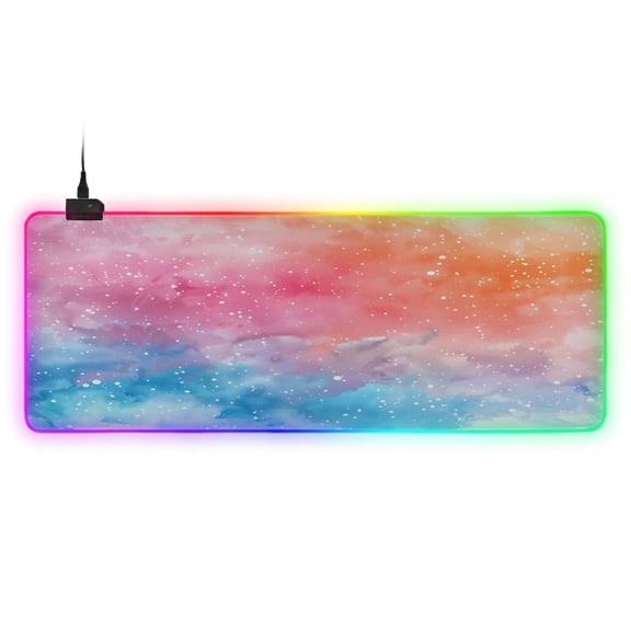 Large RGB Gaming Mouse Pad Led Glowing Mousepad Non-Slip Rubber Base 13 Light Modes 31.5x11.8 Fantasy Space Galaxy