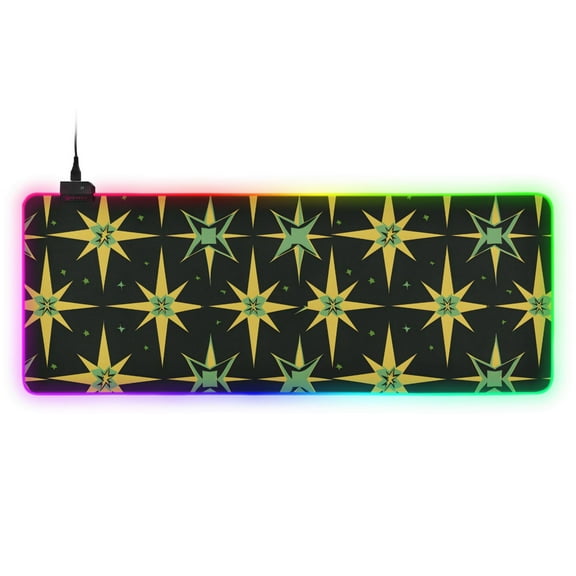 Large RGB Gaming Mouse Pad Led Glowing Mousepad Non-Slip Rubber Base 13 Light Modes 31.5x11.8 Flashing Stars