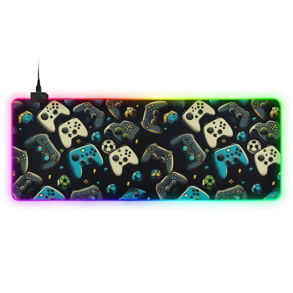 Large RGB Gaming Mouse Pad Led Glowing Mousepad Non-Slip Rubber Base 13 Light Modes 31.5x11.8 Gaming Controller