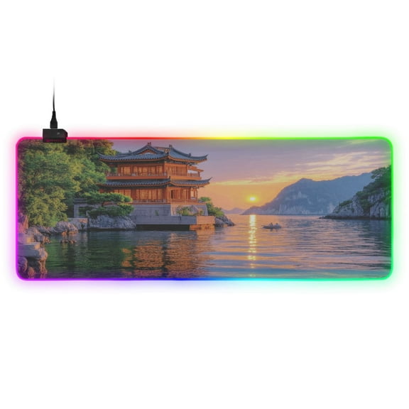 Large RGB Gaming Mouse Pad Led Glowing Mousepad Non-Slip Rubber Base 13 Light Modes 31.5x11.8 Tower on Riverside