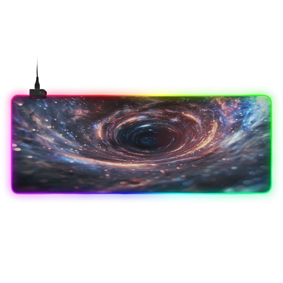 Large RGB Gaming Mouse Pad Led Glowing Mousepad Non-Slip Rubber Base 13 Light Modes 31.5x11.8 Wormholes Stars Nebulae