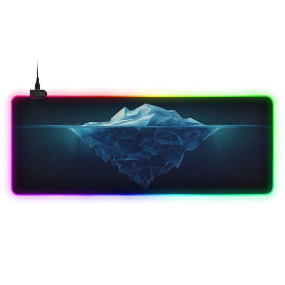 Large RGB Gaming Mouse Pad Led Glowing Mousepad Non-Slip Rubber Base 13 Light Modes 35.4x15.7 Iceberg Floating Sea