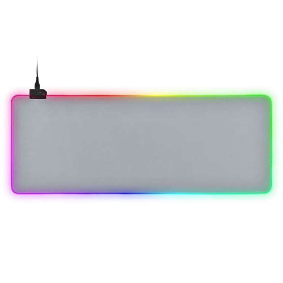 Large RGB Gaming Mouse Pad Led Glowing Mousepad Non-Slip Rubber Base 13 Light Modes 35.4x15.7 Light Grey
