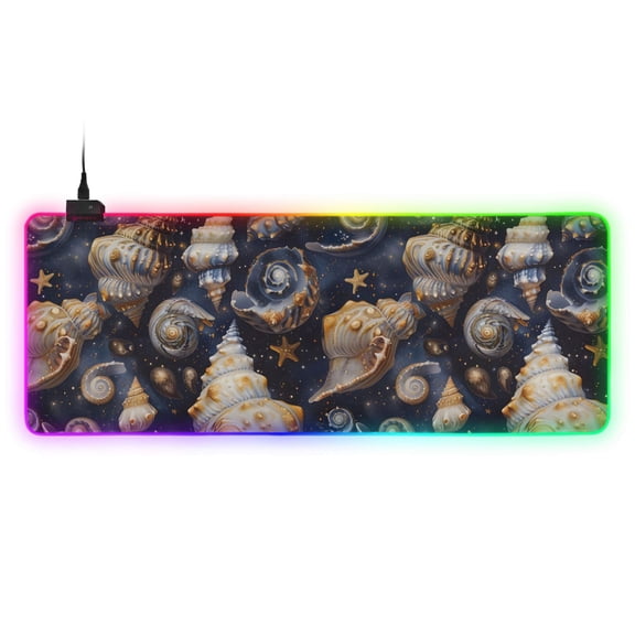 Large RGB Gaming Mouse Pad Led Glowing Mousepad Non-Slip Rubber Base 13 Light Modes 35.4x15.7 Shells and Starry