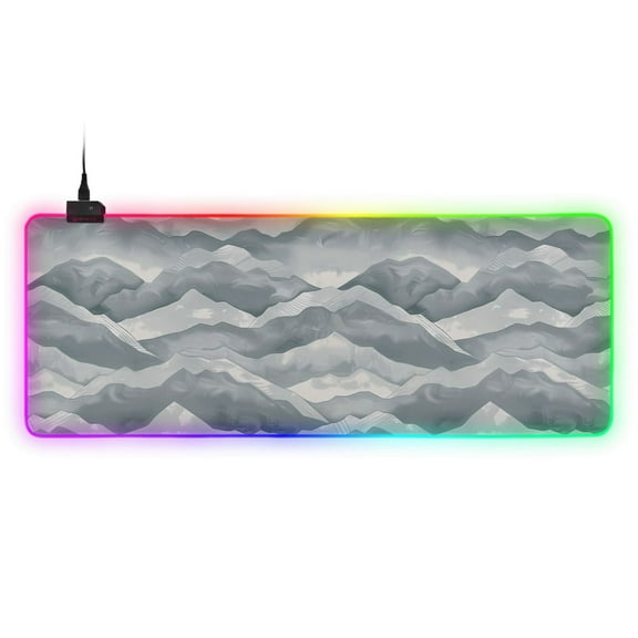 Large RGB Gaming Mouse Pad Led Glowing Mousepad Non-Slip Rubber Base 13 Light Modes 35.4x15.7 Watercolor Mountain Range