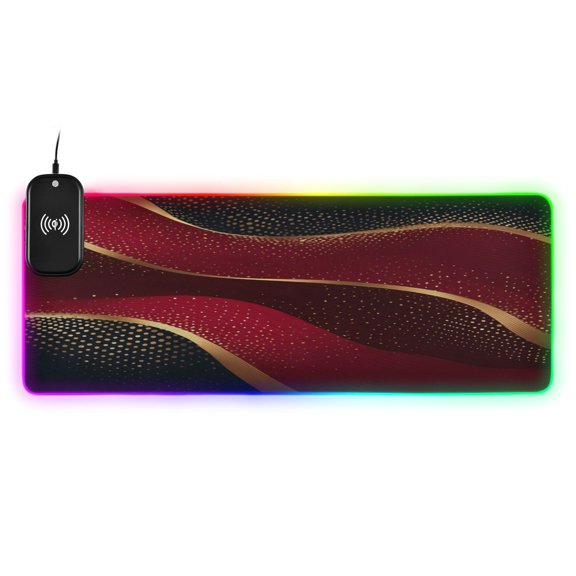 Large RGB Wireless Charging Mouse Pad Crimson Noir Gilded14 LED Modes Non-Slip Gaming Mat for Desktop Laptop Office Home
