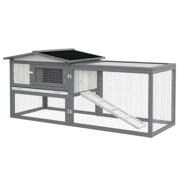 Image result for Large Rabbit Hutch Outdoor, 2-Tier 61" L Rabbit Cage with Run Feeding ...