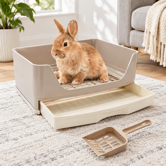 Large Rabbit Litter Box Bunny With Drawer White