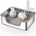 thumbnail image 1 of Large Rabbit Litter Box Stainless Steel Bunny Litter Box Sifting, Non-Chewable, Easy to Clean & Odor Control 17.2 x 13.4 x 5.9 inch, 1 of 9
