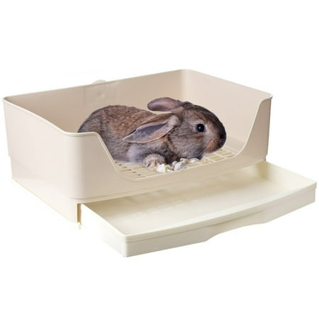 Large Rabbit Litter Box Toilet, Potty Trainer Corner Litter Bedding Box, Larger Pan with Removable Drawer, Small Animals Cage Toilet for Adult Guinea Pigs, Chinchilla, Ferret