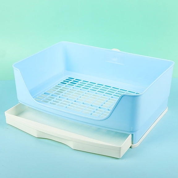Large Rabbit Litter Box Trainer, Potty Corner Toilet with Drawer Bigger Pet Pan for Adult Hamster, Guinea Pig, Ferret, Galesaur, Bunny and Other Animals (Blue)
