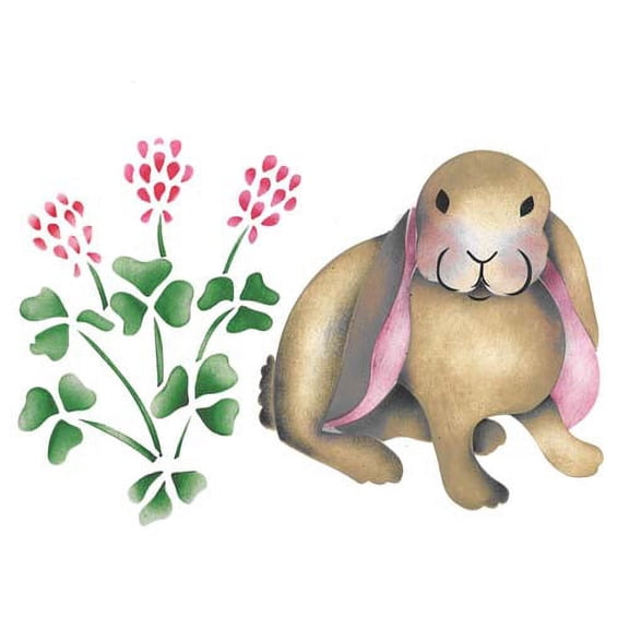 Large Rabbit with Clover Wall Stencil SKU #536A by Designer Stencils