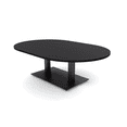 thumbnail image 1 of Large Racetrack Shaped Coffee Table With Double Post Metal Base 45x70, 1 of 6