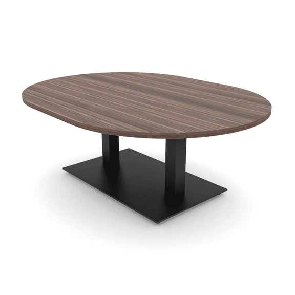 Large Racetrack Shaped Coffee Table With Double Post Metal Base 45x70