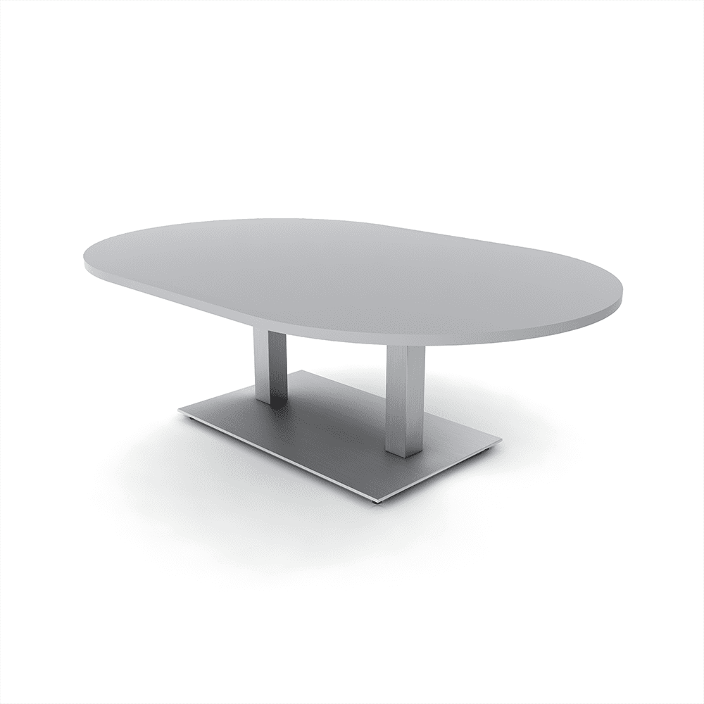 Large Racetrack Shaped Coffee Table With Double Post Metal Base 45x70 ...
