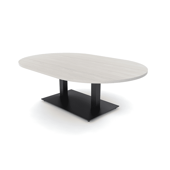 Large Racetrack Shaped Coffee Table With Double Post Metal Base 45x70