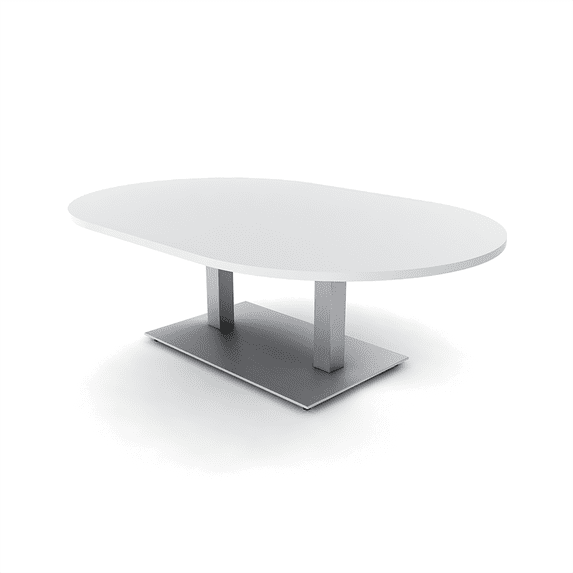 Large Racetrack Shaped Coffee Table With Double Post Metal Base 45x70
