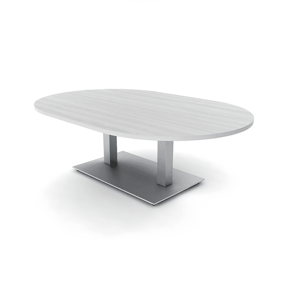 Large Racetrack Shaped Coffee Table With Double Post Metal Base 45x70