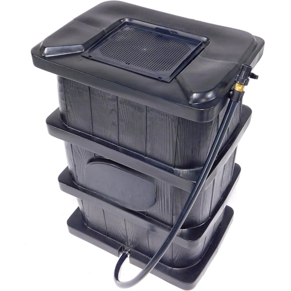Large Rain Water Collection Barrel Heavy Duty Polyethylene Storage Container With Flat Back Design Integrated Debris Screen And Dual Spigots For Garden Lawn Sustainable Irrigation Brown 45 Gallon