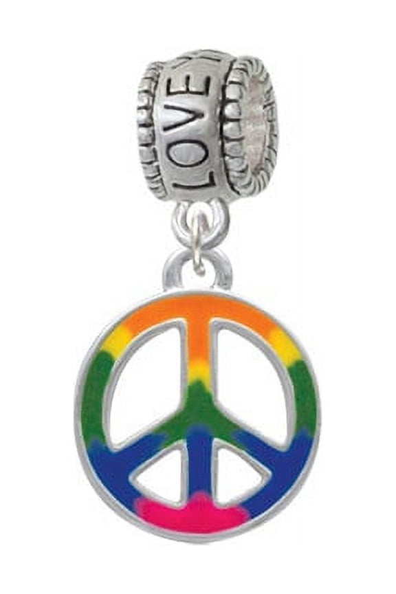 Large Rainbow Colored Peace Sign - Love You More Charm Bead