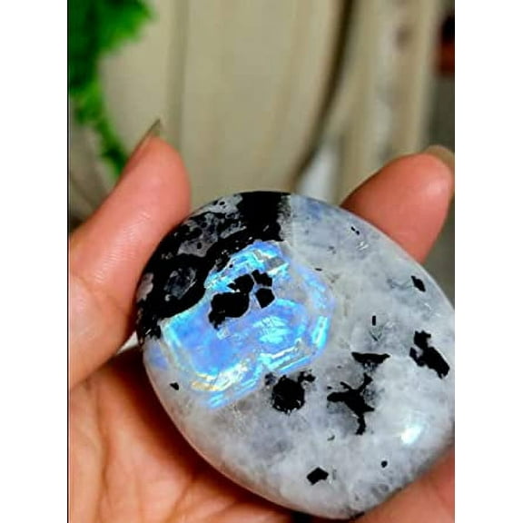 Large Rainbow Moonstone Crystal Palm Stone