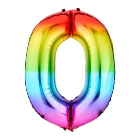 Rainbow Ombre Number 0 Foil Balloon, 35", by Way To Celebrate