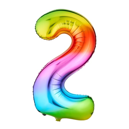 33" Rainbow Number 2 Foil Balloon, by Way To Celebrate