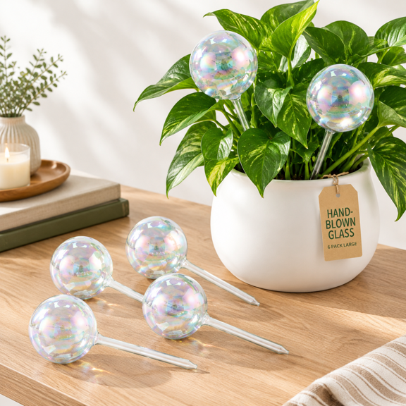 Large Rainbow Plant Watering Globes Extra-thick Gl6 Pack
