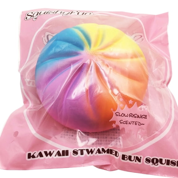 Large Rainbow Steamed Bun Stress Relief Squeeze Toy, , Slow Rebound Realistic Food Prop, Soft Kneading Relaxation Accessories, Office Desk Novelty Items, Fun Gifts for Coworkers