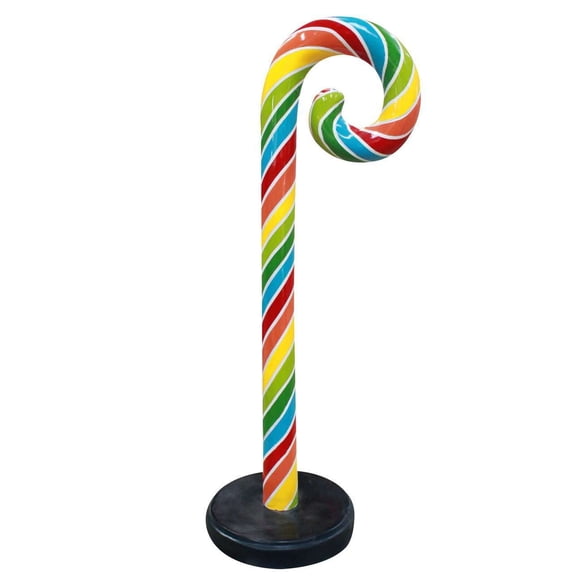 Large Rainbow Swirl Candy Cane Over Sized Statue