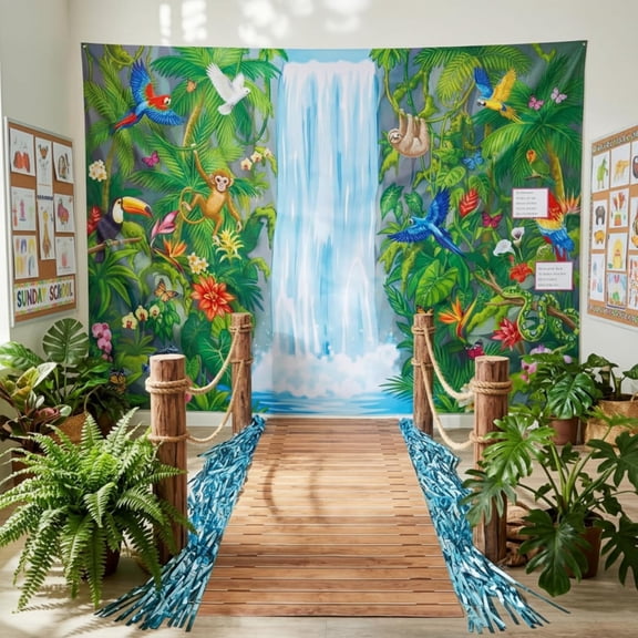 Large Rainforest Falls Backdrop Banner