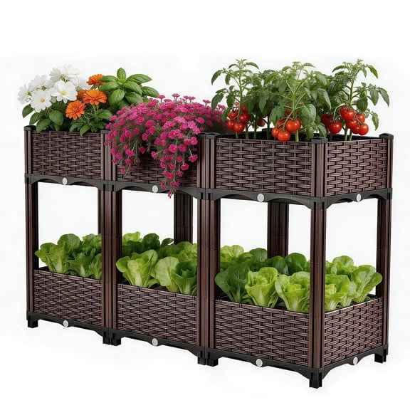 Large Raised Garden Bed, Elevated Planter Box with Reinforcement Rods, Perfect for Flowers, Tomatoes, Outdoor Plants