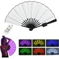 thumbnail image 1 of Large Rave Fan, Led Light Up Hand Fan, Handheld Folding Fan with Remote Control, Cool Multifunction Glowing Stage Performance Props Fans for Party Birthday Wedding (White), 1 of 8