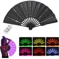 thumbnail image 1 of Large Rave Fan, Led Light Up Hand Fan, Handheld Folding Fan with Remote Control, Cool Multifunction Glowing Stage Performance Props Fans for Party Birthday Wedding (Black), 1 of 7