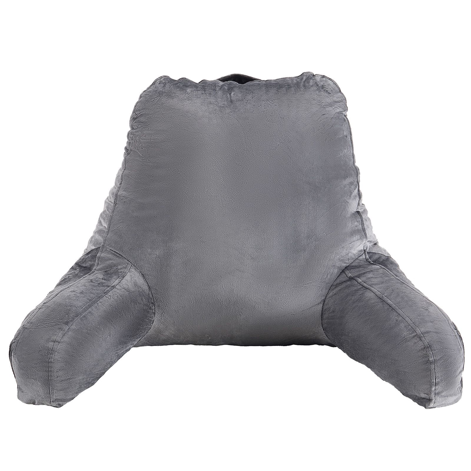 Large Reading Pillow with Memory Foam, 3 Pockets, Dual Zip Lining, Ergonomic Design, Machine Washable Velvet, Portable Handle for Bed Sofa