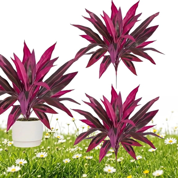 Large Realistic Artificial Boston Fern & Dragon'S Blood Tree Plants, Vibrant Pink Purple Faux Plants, Uv Resistant Waterproof Artificial Ferns For Home Garden Patio Wedding Balcony Decor