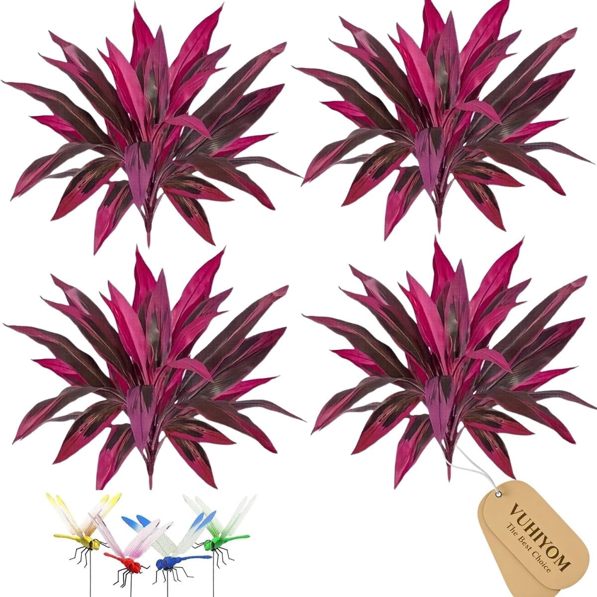 Large Realistic Artificial Boston Fern & Dragon's Blood Tree Plants, UV Resistant Outdoor Fake Plants Set of 2 for Garden Patio Balcony Decor