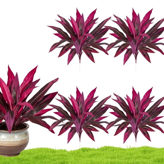 Large Realistic Artificial Boston Fern & Dragon's Blood Tree Plants for Outdoors Outside Garden Patio Wedding Balcony